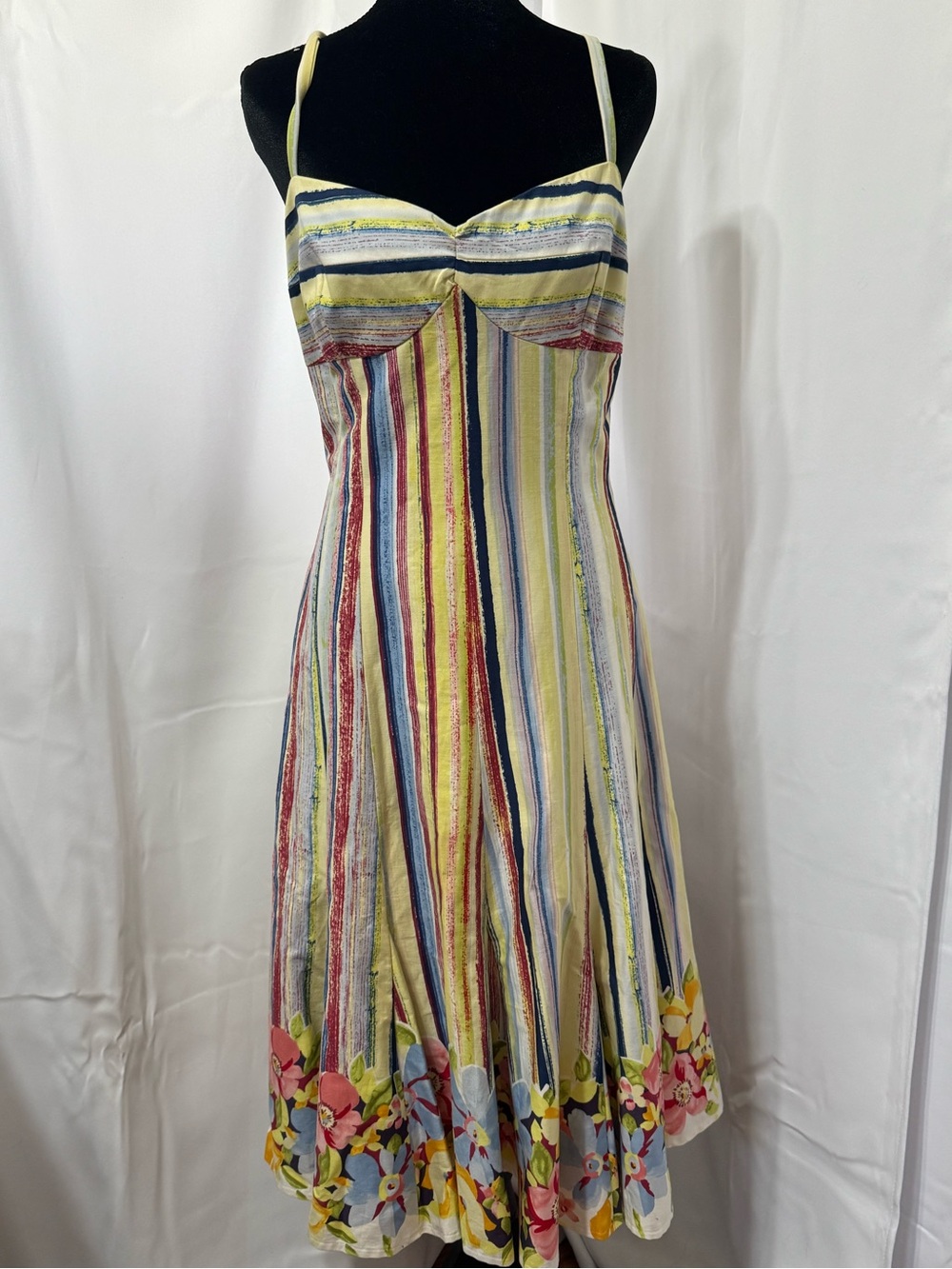 Suzi Chin Maggy Boutique Artsy Striped Floral Midi Dress Whimsigoth Garden 14